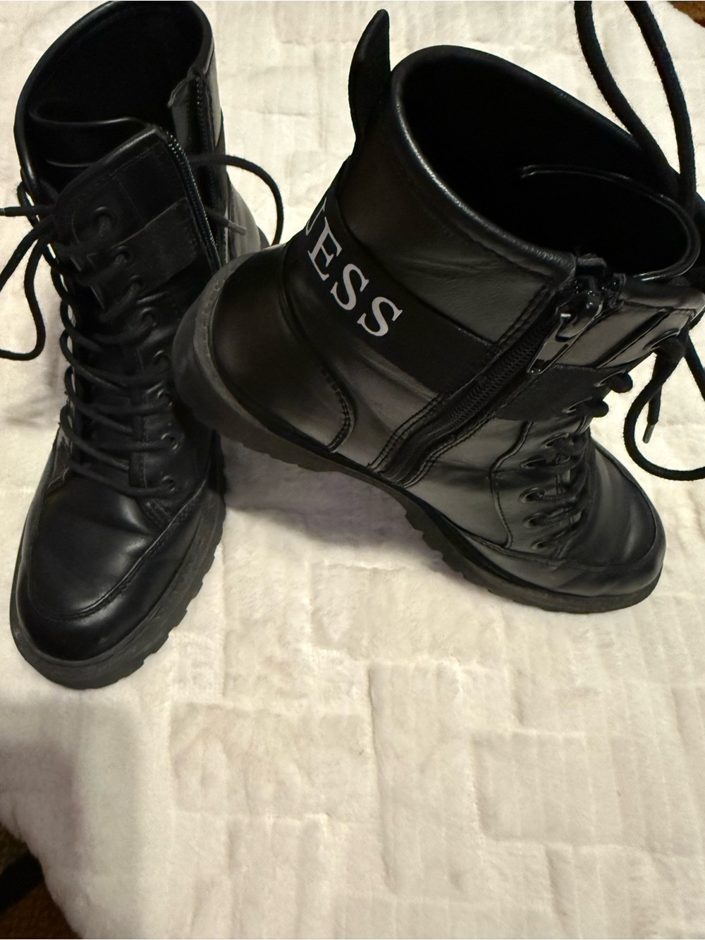 Guess Black Lace-Up Combat Ankle Boots Size 7M
